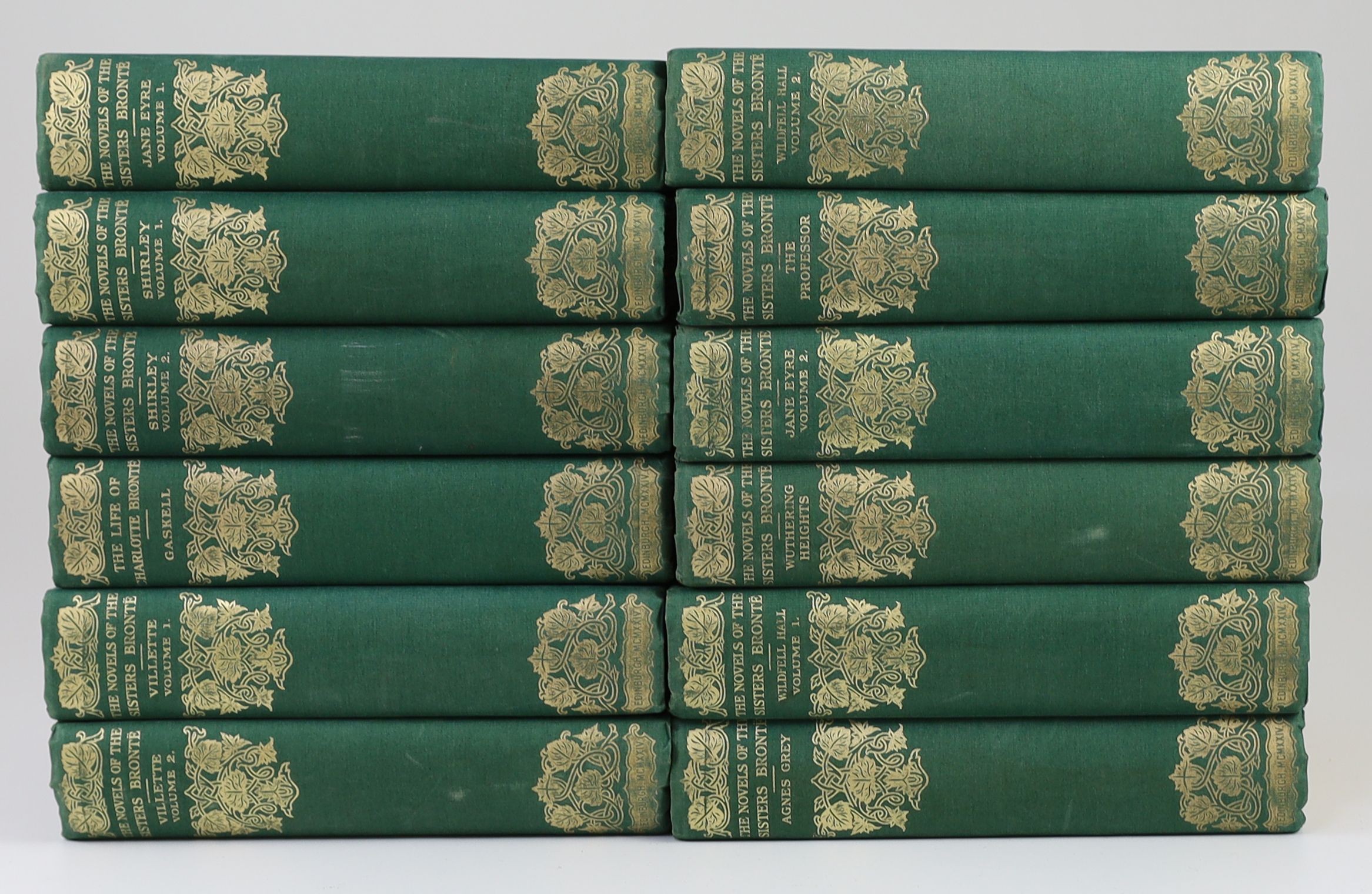 Bronte, Charlotte, Emily and Anne - Works. - ‘’Novels of the Sisters Bronte.’’ - 12 vols, the Thornton edition, edited by Temple Scott, illustrated with 67 plates, original cloth gilt, Edinburgh, 1924